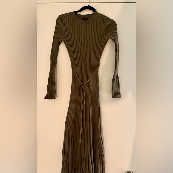 Quince Cotton Cashmere Ribbed Long Sleeve Crew Midi Dress - Picture 3 of 3